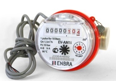 Счетчик учета горячей воды ENBRA EV-AM1i  L80 D15 (импульсный выход)