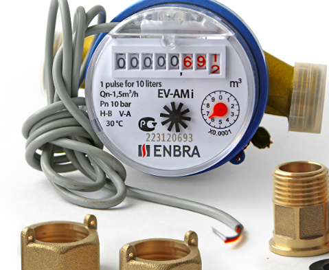 Счётчик учёта горячей воды ENBRA EV-AM1 L110/80 D15 B, без сгонов