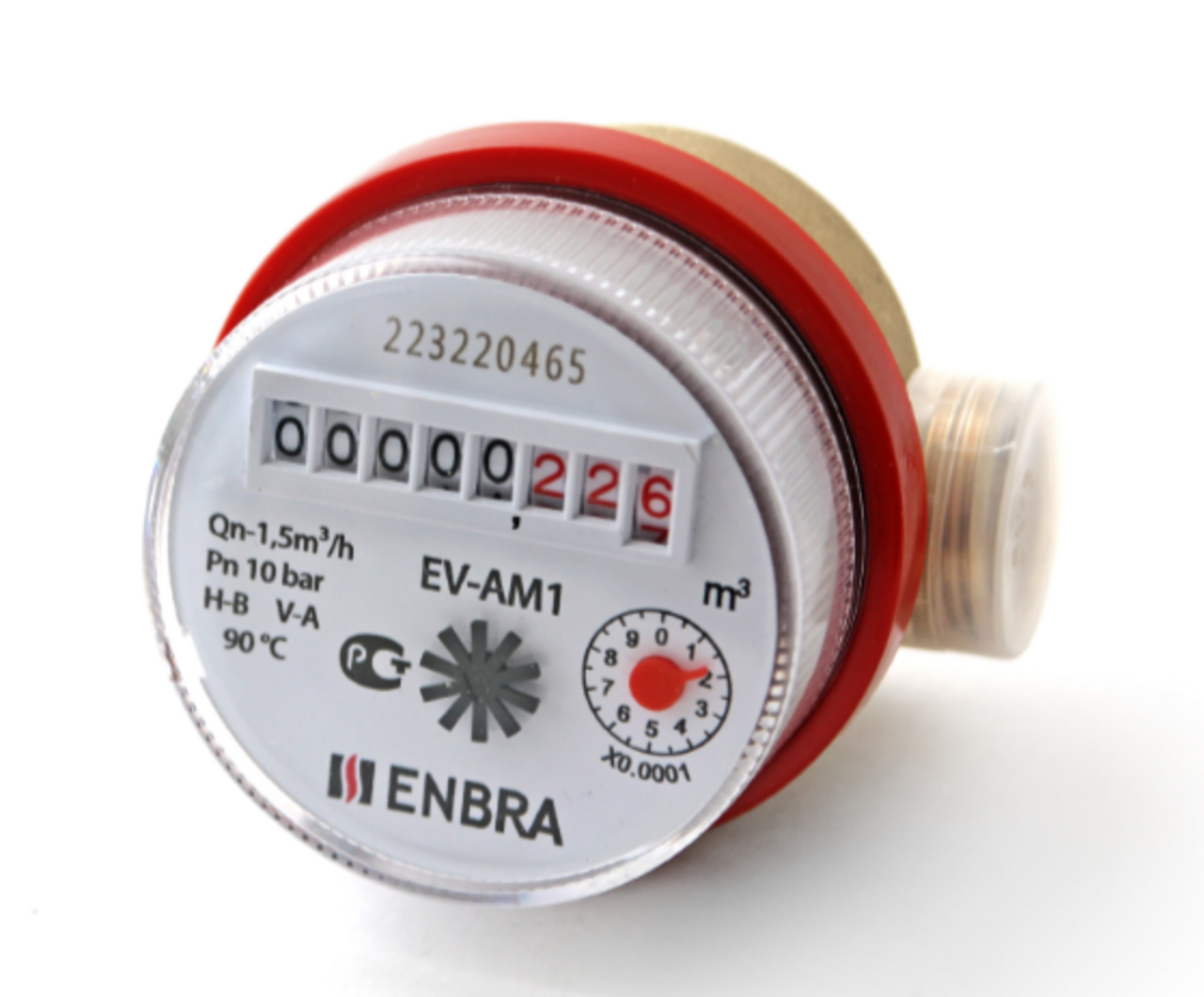 Счётчик учёта горячей воды ENBRA EV-AM1 L110/80 D15 B, без сгонов